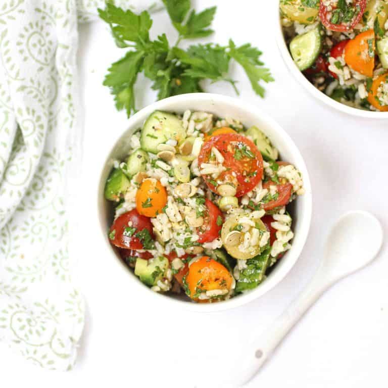 A serving of Brown Rice Salad