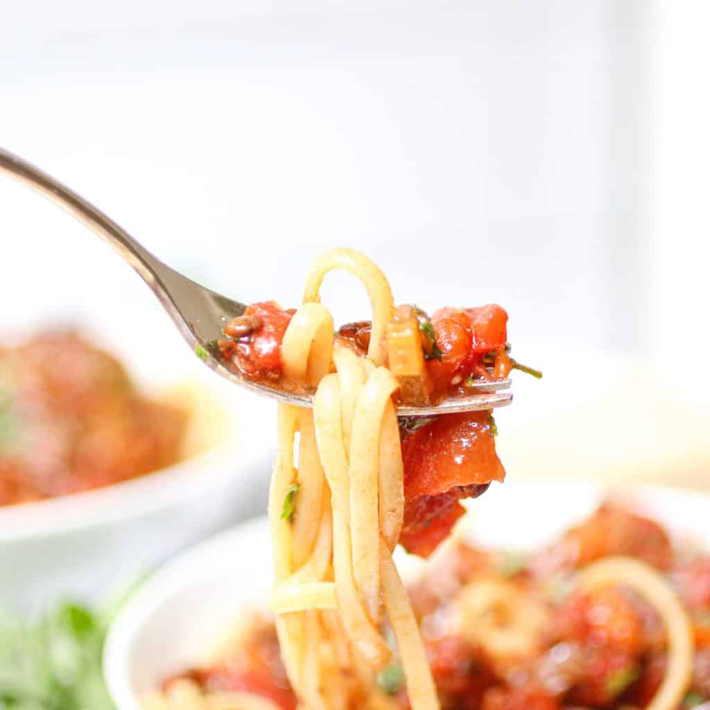 pasta and lentil bolognese