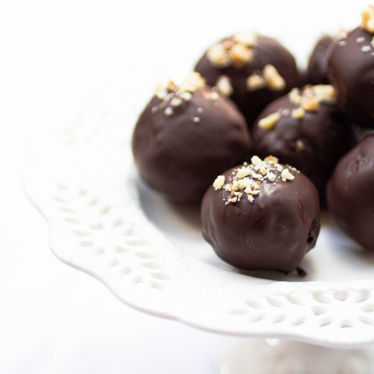 A plate of Vegan Dark Chocolate Truffles