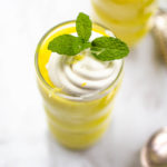 A serving of Vegan Lemon Pudding in a glass
