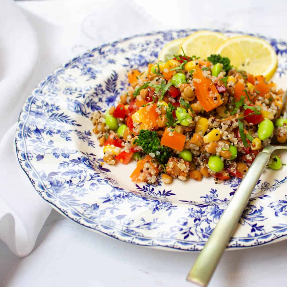 A plate of Quinoa Lentil salad