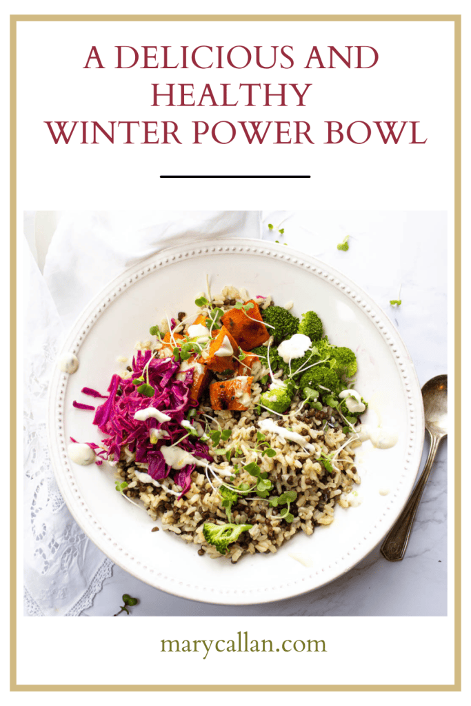 A Pinterest Pin for a Delicious and Healthy Winter Power Bowl