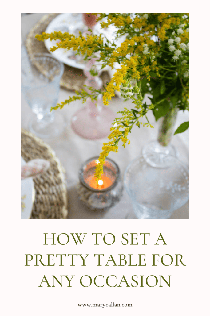 Pinterest pin on how to set a pretty table for any occasion